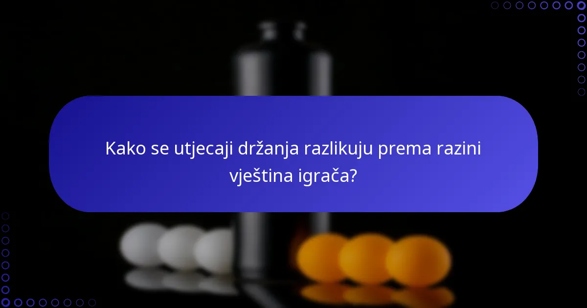 Kako se utjecaji držanja razlikuju prema razini vještina igrača?
