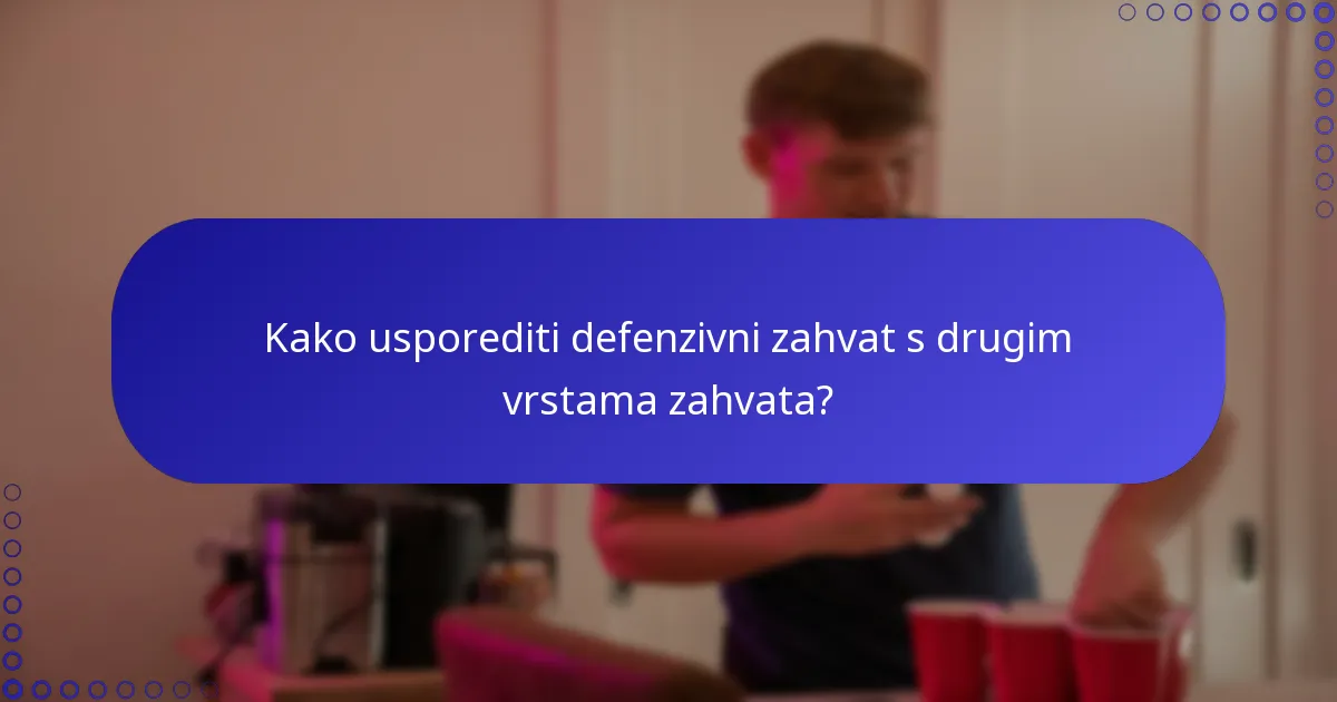 Kako usporediti defenzivni zahvat s drugim vrstama zahvata?
